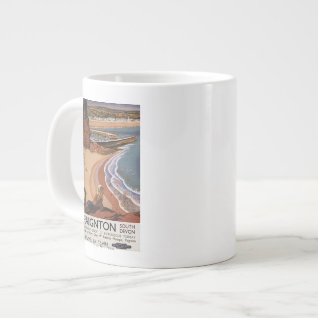 Caneca De Café Grande Garota britânica dos caminhos de ferro olhando por (Frente Esquerda)