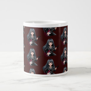 Caneca De Café Grande Garota emo com cabelos pretos longos