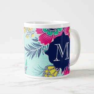 Caneca De Café Grande Garota Floral Paisley Monogramas Giant Mug