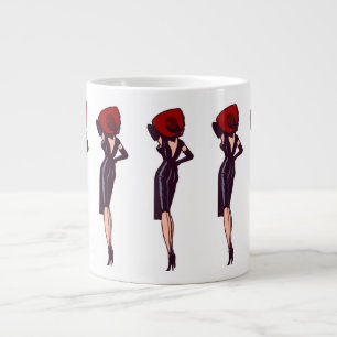 Caneca De Café Grande Garota Glamurosa Vintage Retrô Pin-up