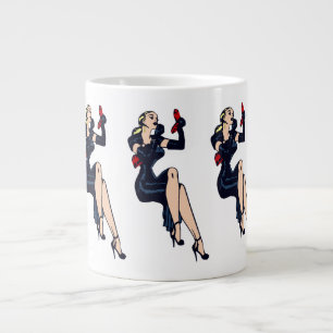 Caneca De Café Grande Garota Pin-up de Glamour Retro Loira Bonita Vintag