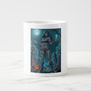 Caneca De Café Grande Garota Zumbi Oferece Guloseimas ou Miolos de Hallo