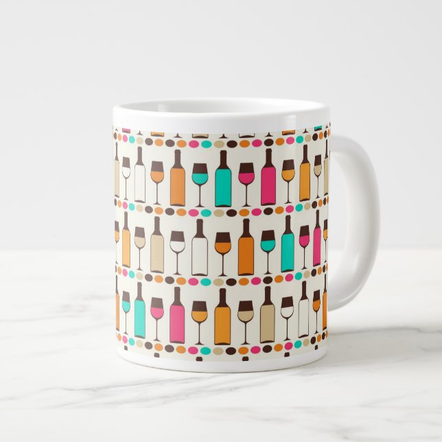 Caneca De Café Grande Garrafas de vinho retrô e ógrados (Frente Esquerda)
