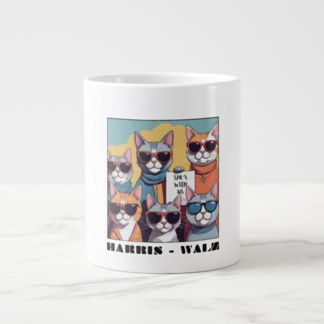 Caneca De Café Grande Gata sem filhos, senhorita, senhoras de gatos sem  (Frente)