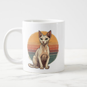 Caneca De Café Grande Gata Sphynx Mãe Arte Retro Vintage