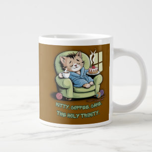 Caneca De Café Grande Gatinho Aconchegante com Café e Bolo – Gato Engraç