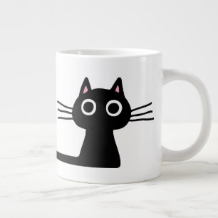 Caneca De Café Grande Gatinho Preto Fofo   Felino Divertido