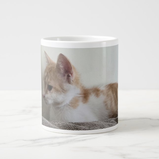 Caneca De Café Grande Gatinho Ruivo e Branco (Frente)