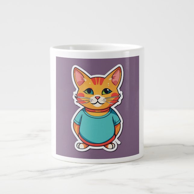 Caneca De Café Grande Gato Cinto (Frente)