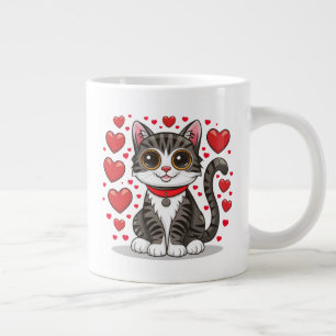 Caneca De Café Grande Gato com Símbolos de Amor Clipart-85245