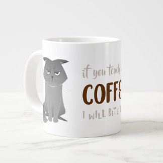 Caneca De Café Grande Gato De Gato Engraçado - Gato De Cinza Engraçado