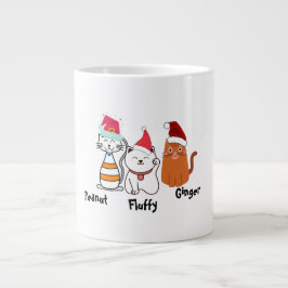 Caneca De Café Grande Gato de Natal de Gatinho Personalizado Bonito
