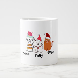 Caneca De Café Grande Gato de Natal de Gatinho Personalizado Bonito