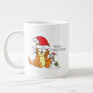 Caneca De Café Grande Gato de Natal Engraçado
