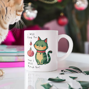 Caneca De Café Grande Gato de Natal travesso