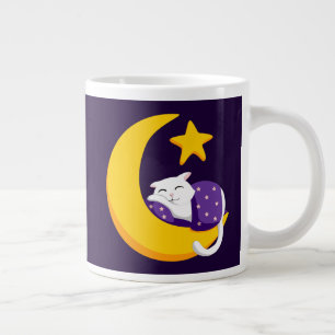 Caneca De Café Grande Gato dormente no Ramadã da Moon Crescente