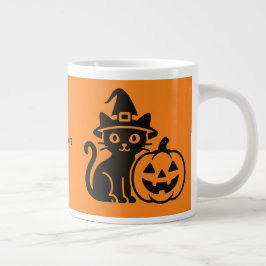 Caneca De Café Grande gato e halloween