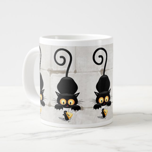 Caneca De Café Grande Gato e Rato com Personagens de desenho animados Di (Frente Esquerda)