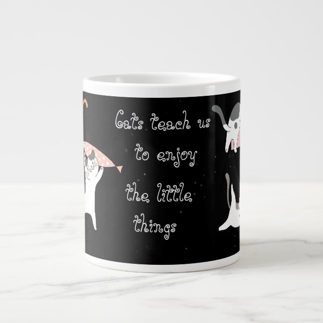 Caneca De Café Grande Gato Engraçado, aproveite as pequenas coisas, Espe (Frente)