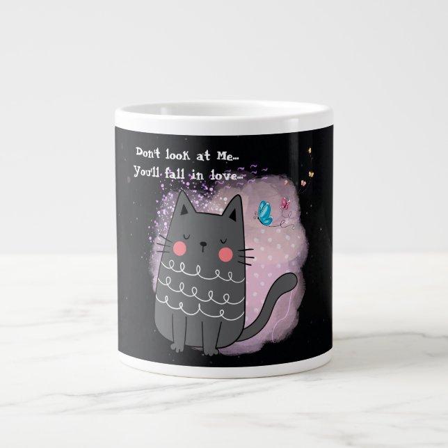 Caneca De Café Grande Gato Engraçado, não olhe para mim, Especialmente M (Frente)