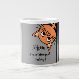 Caneca De Café Grande Gato engraçado, não sou arrogante, só tímido