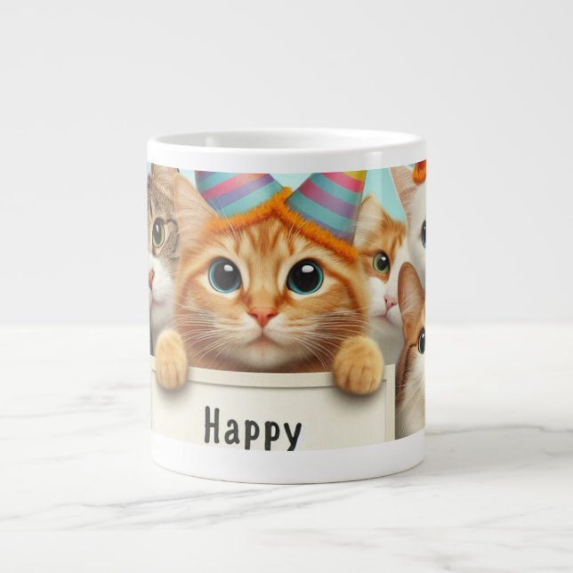 Caneca De Café Grande Gato Feliz (Frente)