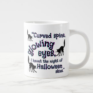 Caneca De Café Grande gato halloween, olhos brilhantes