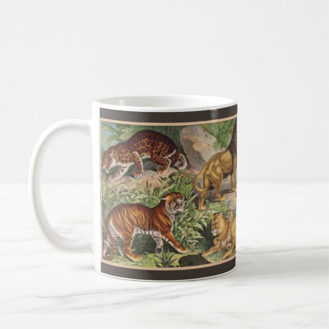 Caneca De Café Grande Gato Leões, Leopardos, Impressão de Animais (Esquerda)