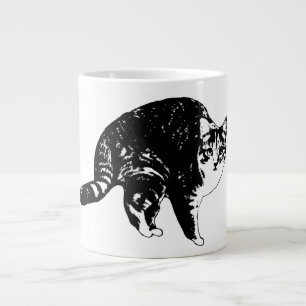 Caneca De Café Grande Gato Listrado Sob Luzes de Feriado