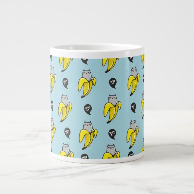 Caneca De Café Grande Gato na banana (Frente)