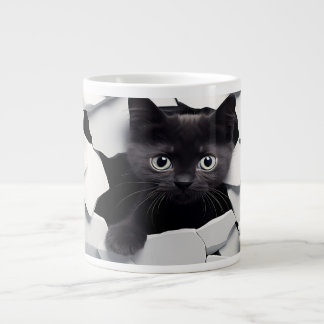 Caneca De Café Grande Gato Negro