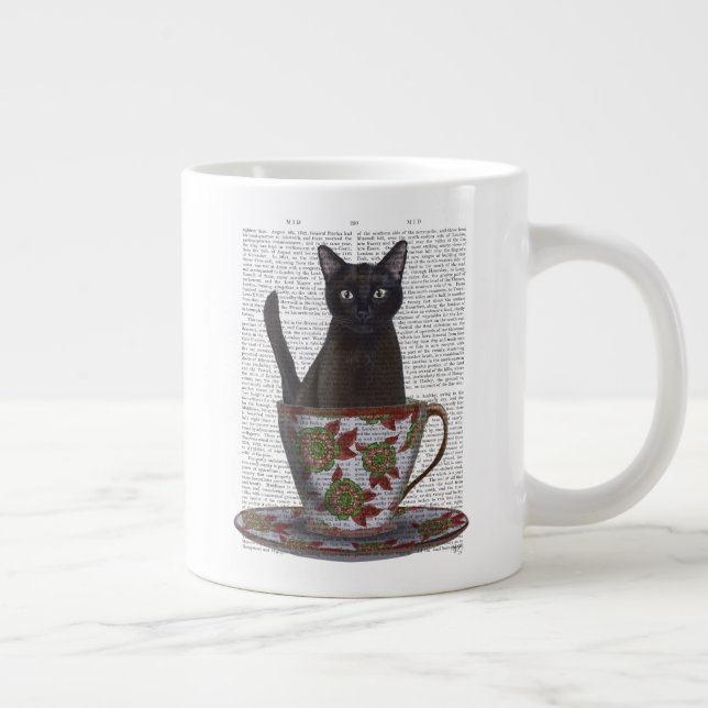Caneca De Café Grande Gato Negro em Teacup (Direita)