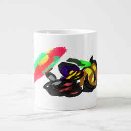 Caneca De Café Grande Gato Preto Brilho de Outono