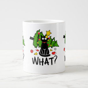 Caneca De Café Grande Gato Preto Engraçado Árvore de Natal Alegre Papai