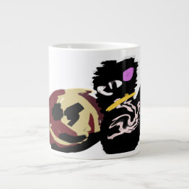 Caneca De Café Grande Gato Preto Fofinho Jack o Lantern divertido 