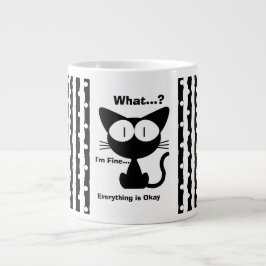 Caneca De Café Grande Gato Preto, Gato Fofo, Moderno