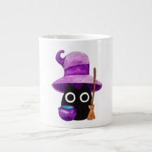 Gato Preto Testemunha com Grande Aquecedor Roxo