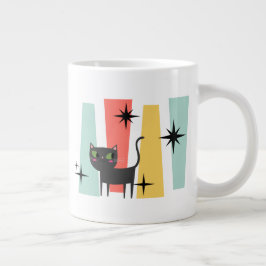 Caneca De Café Grande Gato Retro de Meados do Século
