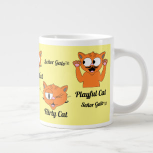 Caneca De Café Grande Gato Senhor Cinco Imagens Bigode Fofo Gato