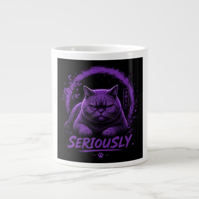 Caneca De Café Grande Gato Seriamente (Frente)