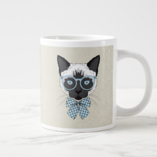 Caneca De Café Grande Gato siamês de moda inteligente