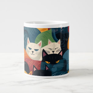 Caneca De Café Grande Gatos coloridos dormindo
