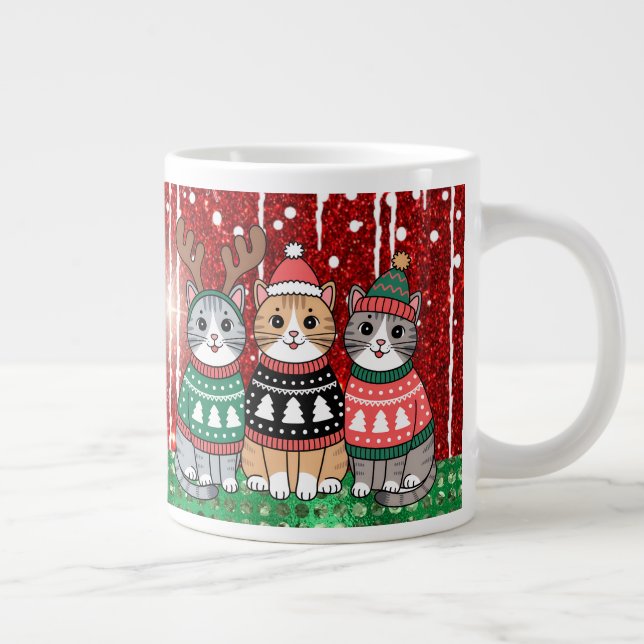 Caneca De Café Grande Gatos de Natal bonitos Eu te amo mãe (Direita)