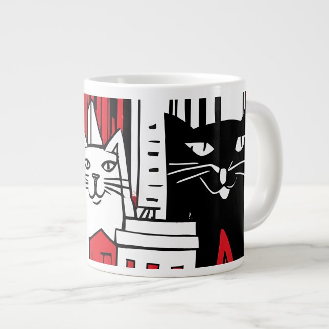 Caneca De Café Grande Gatos em Nova York (Frente Esquerda)