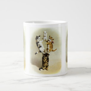 Caneca De Café Grande Gatos Gatinhos Vitorianos Fofos Brincando, Humor