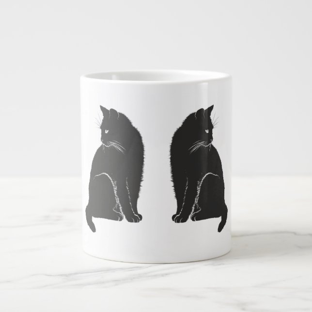 Caneca De Café Grande Gatos Pretos (Frente)