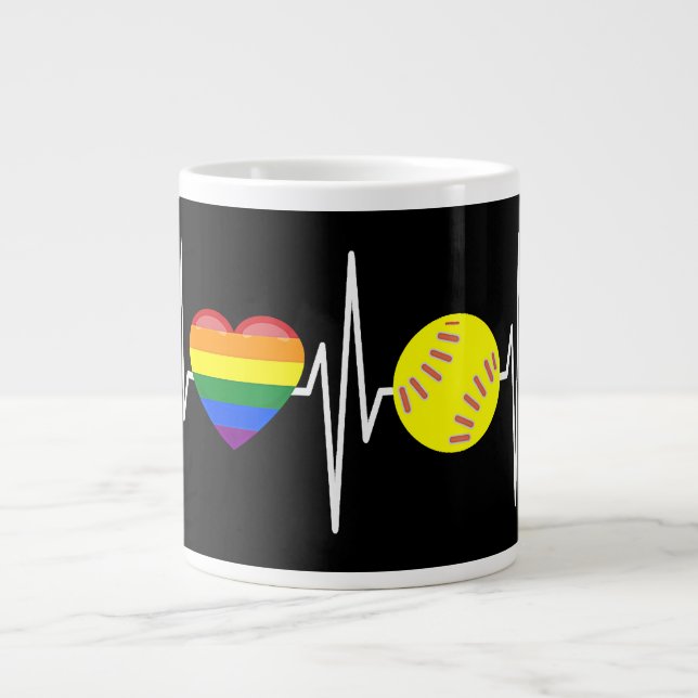 Caneca De Café Grande Gay Softball Shirt Softball Player Gay Pride LGBTQ (Frente)