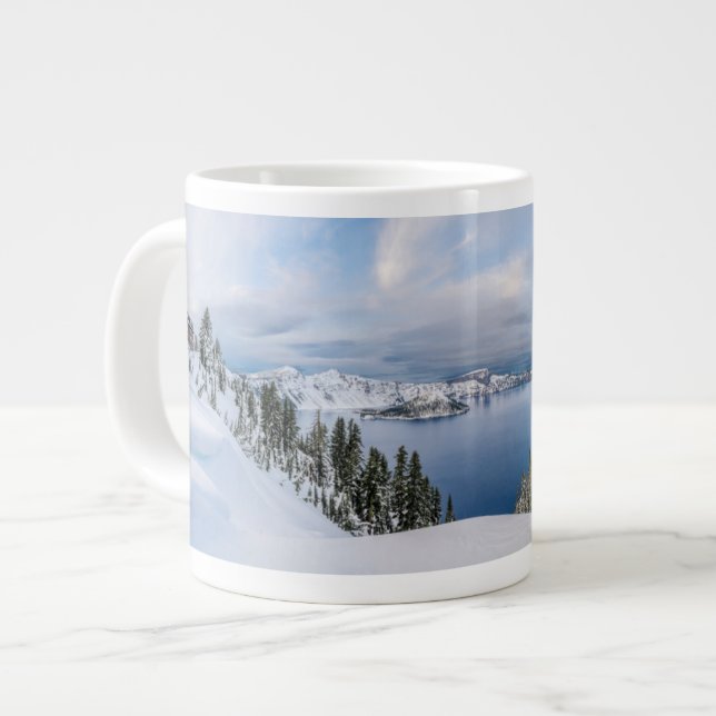 Caneca De Café Grande Gelo e neve | Crater Lake Oregon (Frente Esquerda)