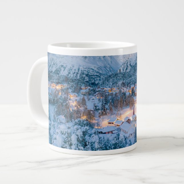 Caneca De Café Grande Gelo e neve | Graubunden, Engadin, Suiça (Frente Esquerda)
