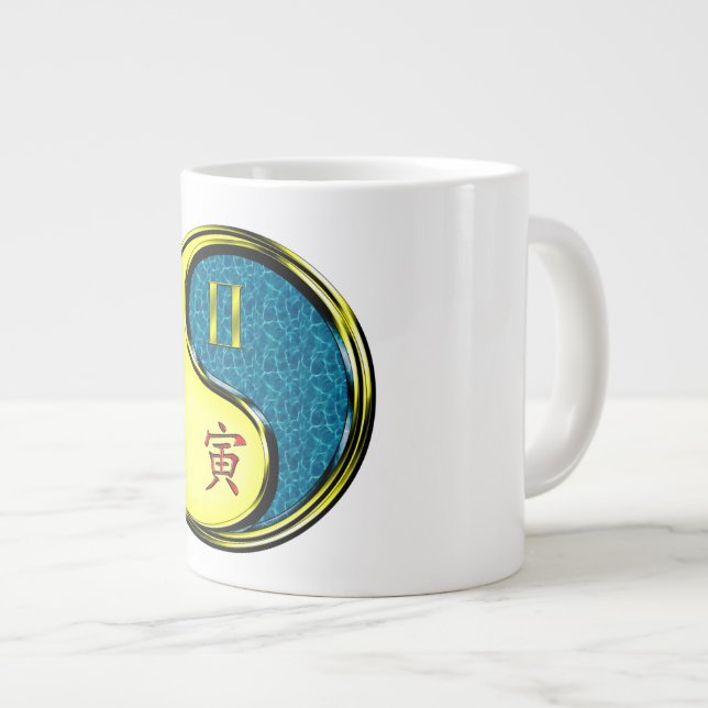 Caneca De Café Grande Gêmeos & Tigre de Água (Frente Esquerda)